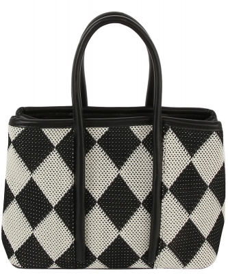 Argyle Check Tote Bag LHU502 BLACK